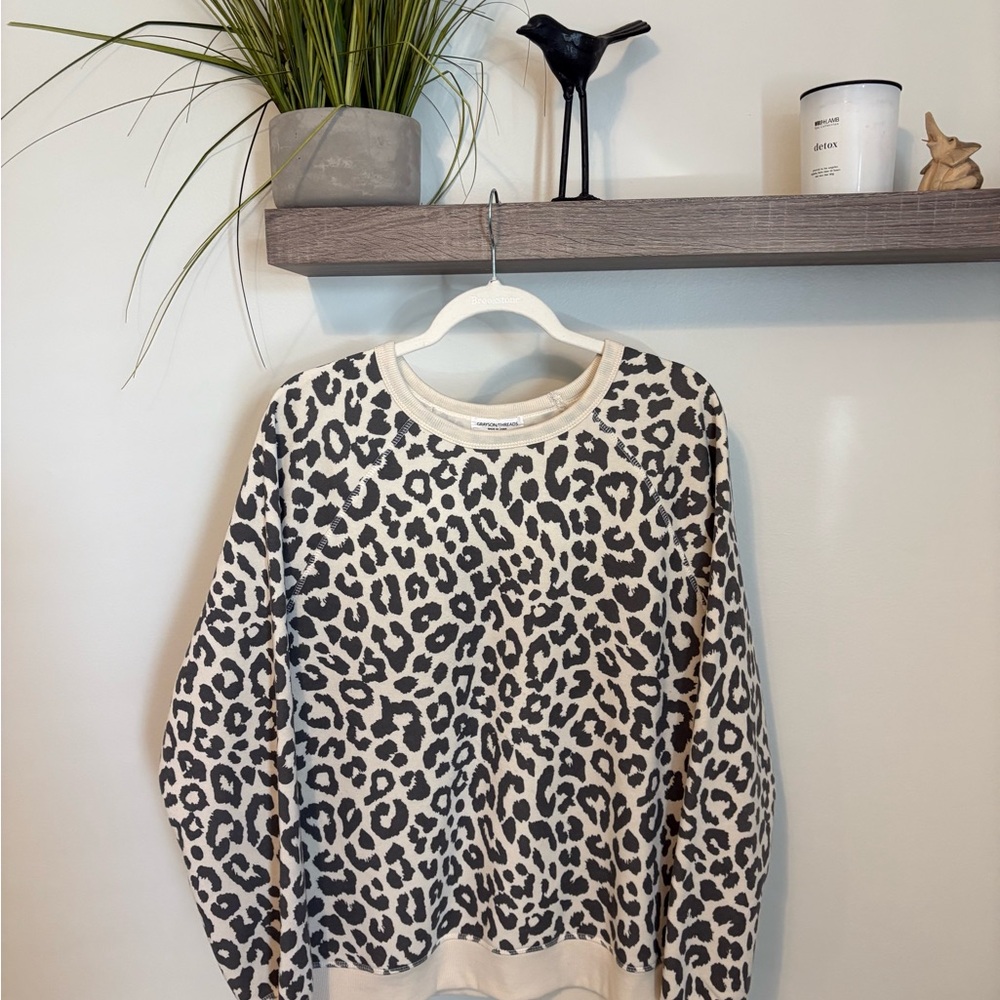 Plus Grayson Threads Leopard Crewneck Sweater - Cream & Black